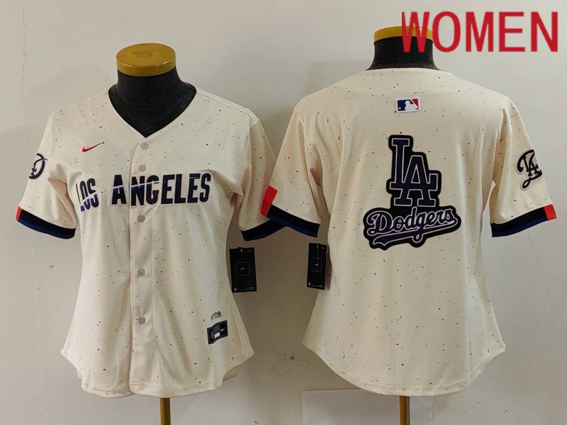 Women Los Angeles Dodgers Blank Cream Fashion Nike Game MLB Jersey style 6299